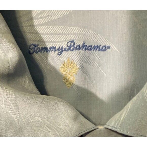 Tommy Bahama 3XB Mens Relaxed Fit Silk Shirt Blue Leaf Print Short Sleeve Button - Picture 3 of 6